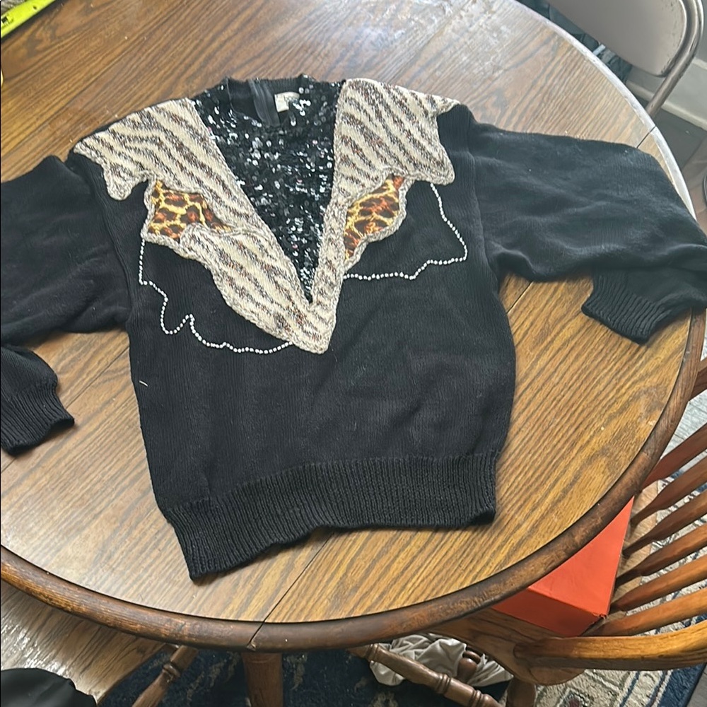 Elegant Black Sweater with Sequin Detail
